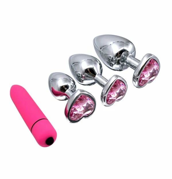 Best deal π Best Couples Sex Toys 3Pc Silver Metal & Pink Jeweled Butt Plug Set With Bullet Vibe π 1 Best deal π Best Couples Sex Toys 3Pc Silver Metal & Pink Jeweled Butt Plug Set With Bullet Vibe π