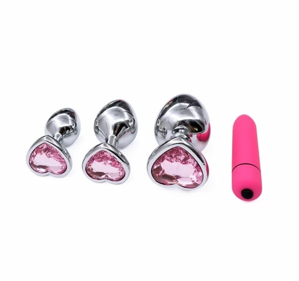 Best deal π Best Couples Sex Toys 3Pc Silver Metal & Pink Jeweled Butt Plug Set With Bullet Vibe π 2 Best deal π Best Couples Sex Toys 3Pc Silver Metal & Pink Jeweled Butt Plug Set With Bullet Vibe π - Image 2