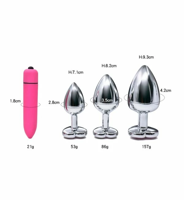 Best deal π Best Couples Sex Toys 3Pc Silver Metal & Pink Jeweled Butt Plug Set With Bullet Vibe π 3 Best deal π Best Couples Sex Toys 3Pc Silver Metal & Pink Jeweled Butt Plug Set With Bullet Vibe π - Image 3