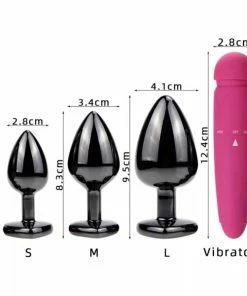 New 🔔 Sex Toy Kits 3Pc Gun Metal & Pink Jeweled Butt Plug Set With Rabbit Vibe 👏 -Bullet Vibrators Sale unnamed file 7