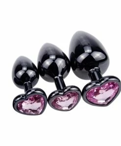 New 🔔 Sex Toy Kits 3Pc Gun Metal & Pink Jeweled Butt Plug Set With Rabbit Vibe 👏 -Bullet Vibrators Sale unnamed file 8